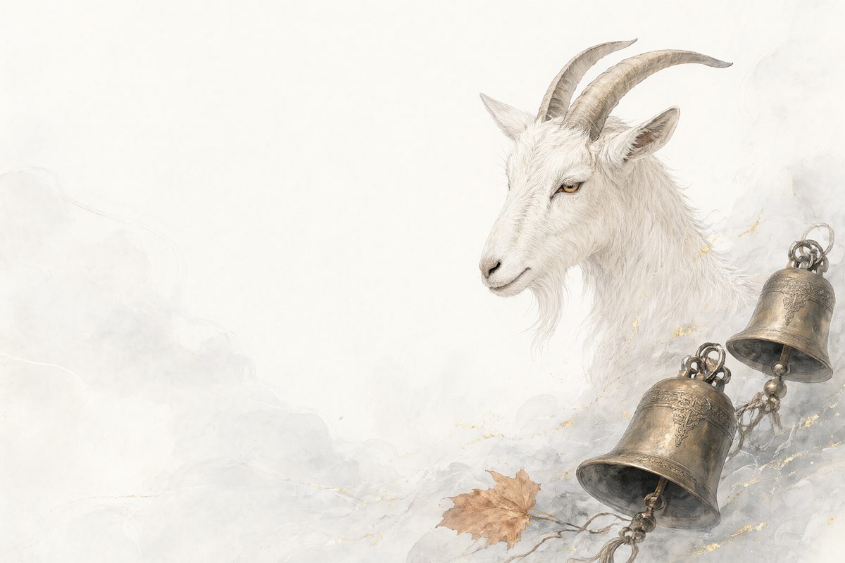 Illustration : une chèvre sur une colline ventée dans des reflets argentés et des lignes nettes.