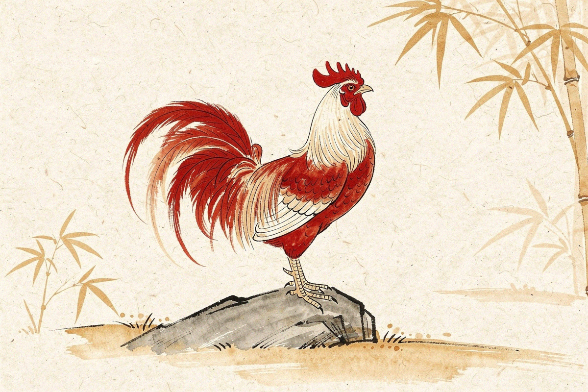 Illustration pour Signe du coq - Signe Chinois du coq - Signes Astrologiques chinois