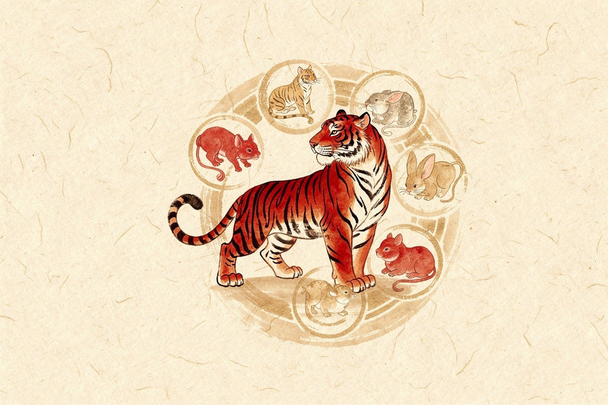 Illustration pour Signe du Tigre : compatibilité avec les autres signes chinois